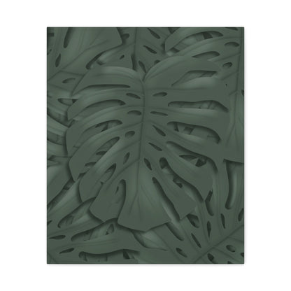 Deep Green Monstera Canvas Print – Botanical Wall Art