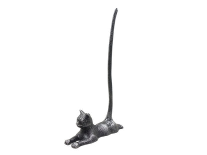 Rustic Silver Cast Iron Sitting Cat Bathroom Extra Toilet Paper Stand 19""