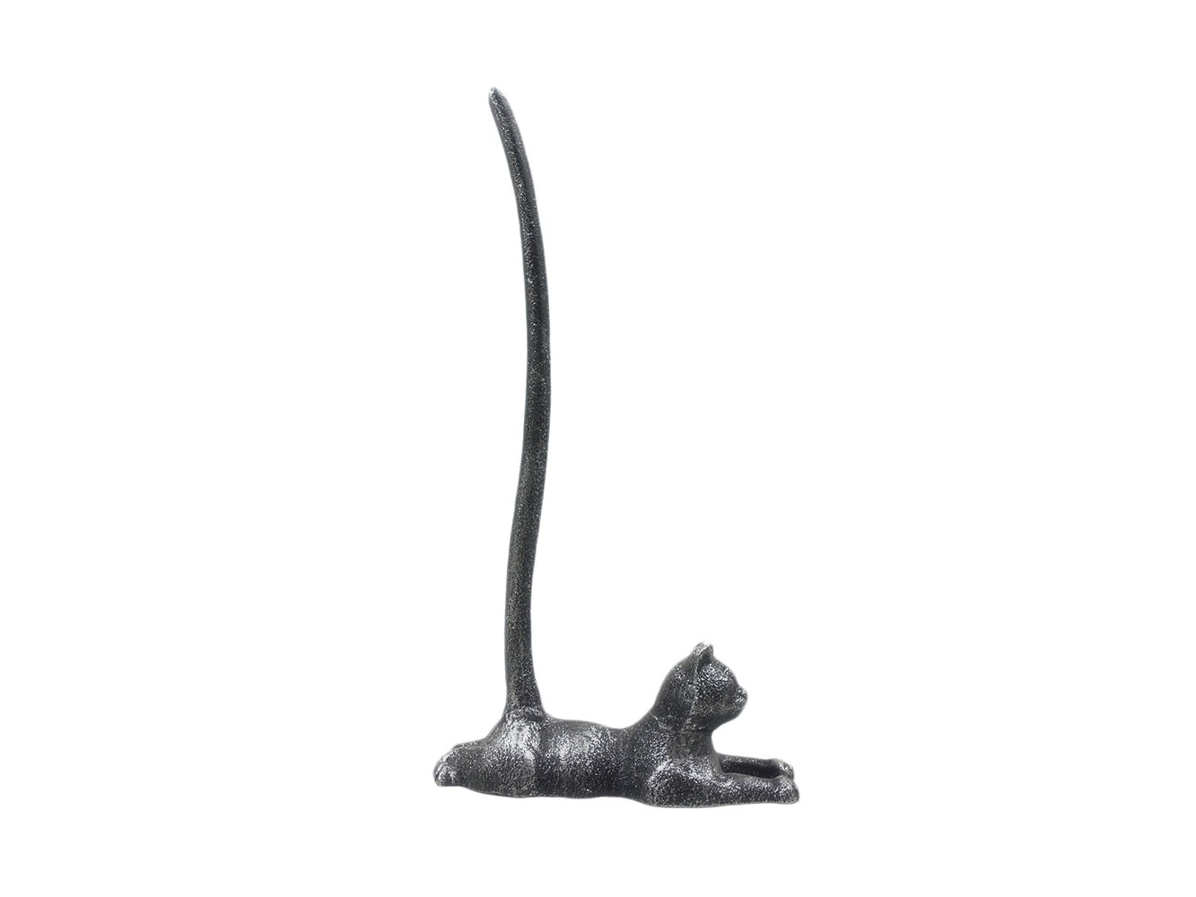 Rustic Silver Cast Iron Sitting Cat Kitchen Paper Towel Holder 19""