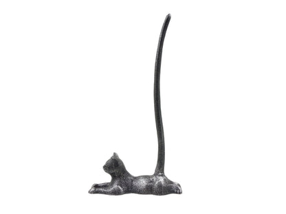 Rustic Silver Cast Iron Sitting Cat Kitchen Paper Towel Holder 19""