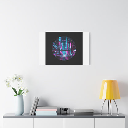Neon Cyberpunk Cityscape Canvas | synthwave skyline, future city art