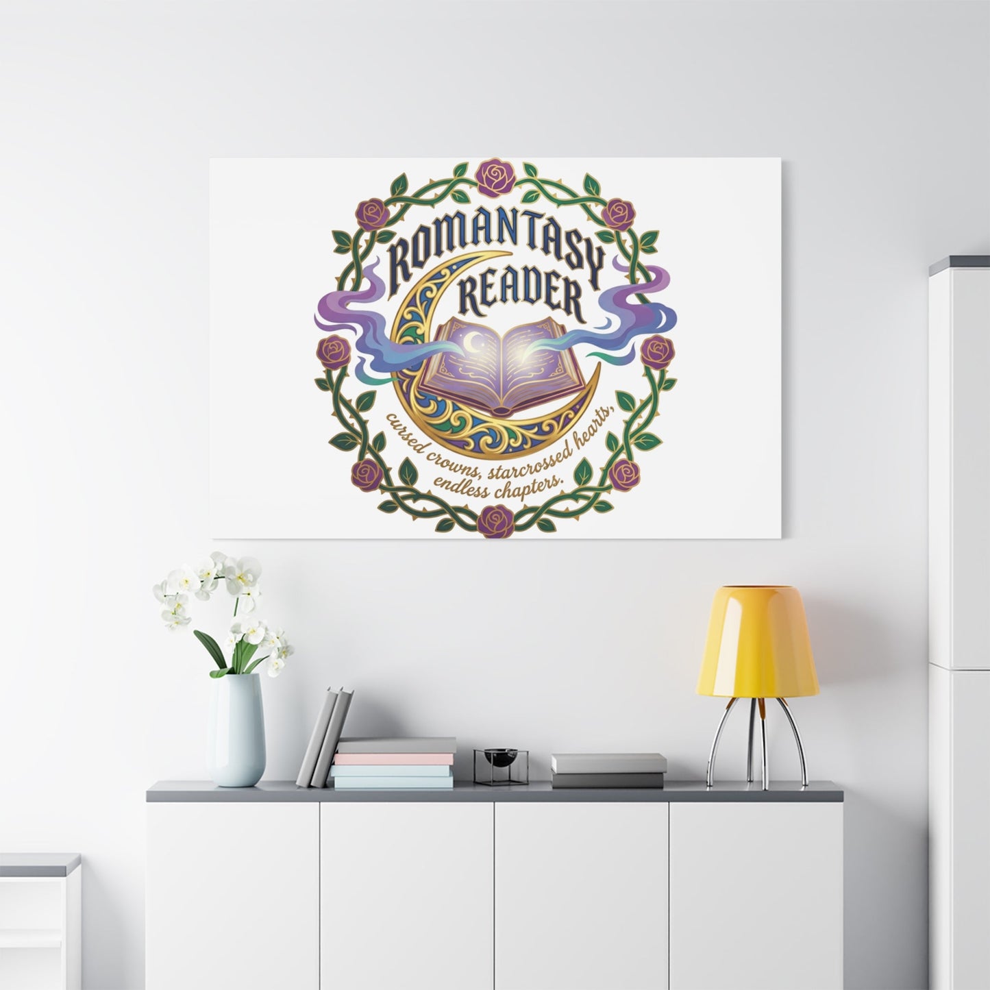 Romantasy Reader Canvas Print | enchanted bookish celestial gothic