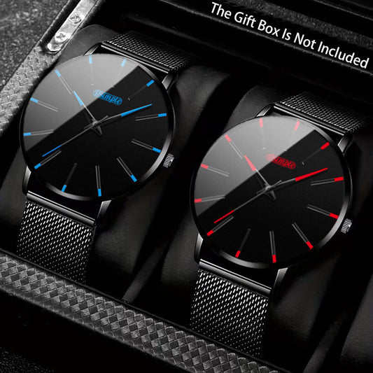 2pcs/set, Men Watch Sets, Fashion Watches for Men Classic Quartz Mens Watches, Sporty Elegant Design, Formal & Casual Attire, Ideal Choice for Christmas Present Father's Day Gift, Reloj Para Hombre.