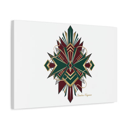Art Deco geometric brass print Canvas | Neo-Deco chrome & gold fan motif