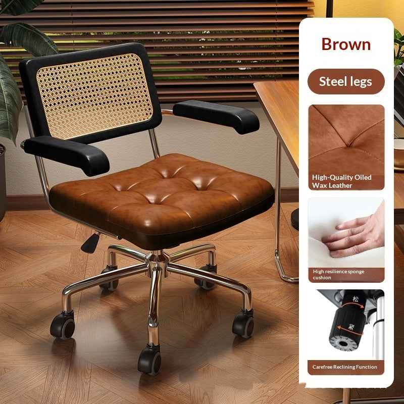 Wicker Computer Chair A Comfortable Height-adjustable Swivel Chair
