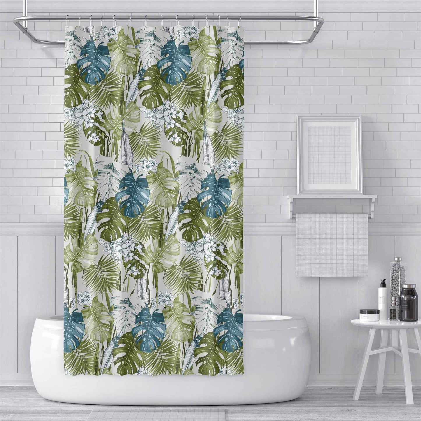 Digital Printing Shower Curtain Cloth Green Plants