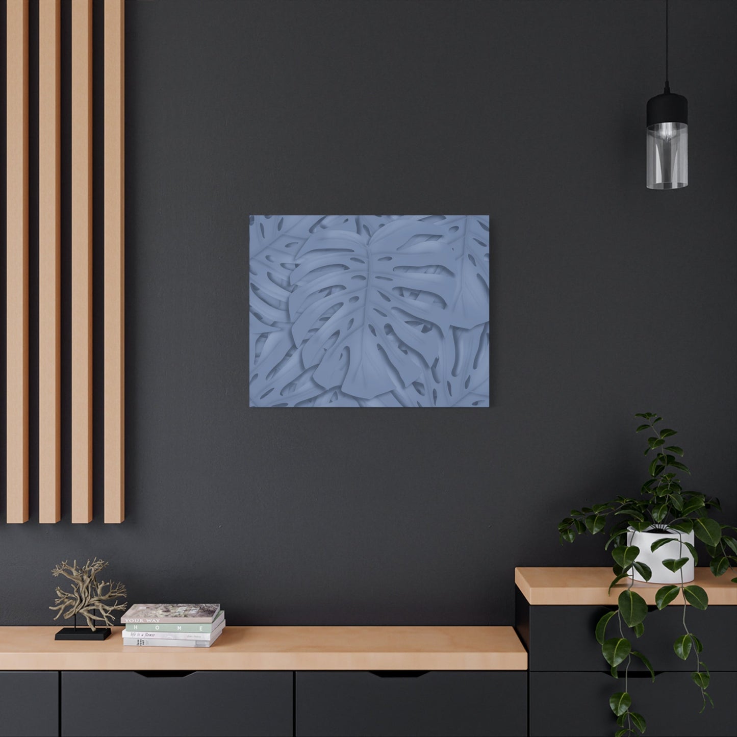 Blue Monstera Canvas Print – Botanical Wall Art
