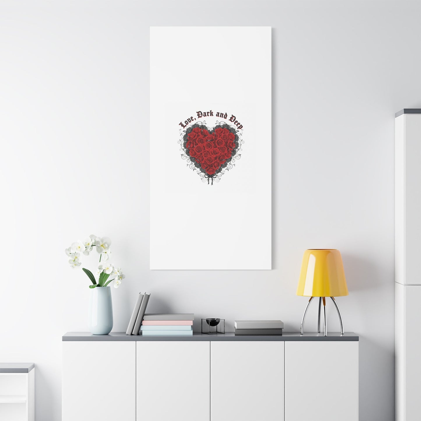 Love Dark and Deep Heart Canvas, Nu Romantic Gothic Romance, 80s Nostalgia