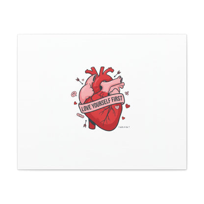 Love Yourself First Canvas, Hearts-with-a-Twist, Anti-Valentine Art