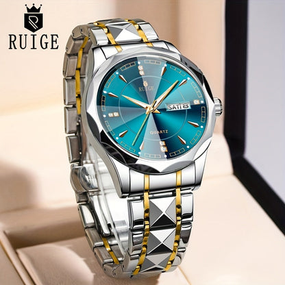 RUIGE Men's Watch Quartz Watch Luminous Stainless Steel Luxury Calendar Men's Chronograph Watch Timepiece Thanksgiving Day