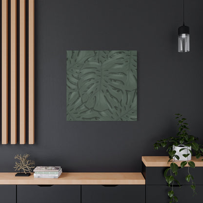 Deep Green Monstera Canvas Print – Botanical Wall Art