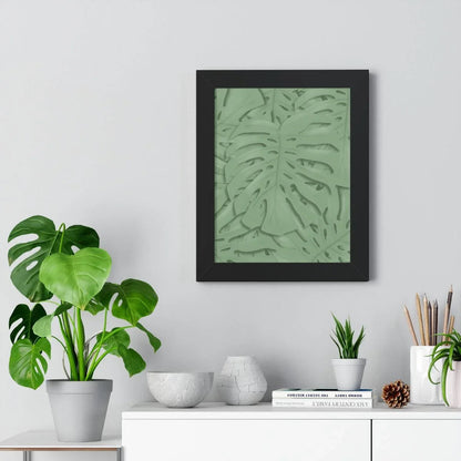 Sage Green Monstera Framed Print – Botanical Wall Art