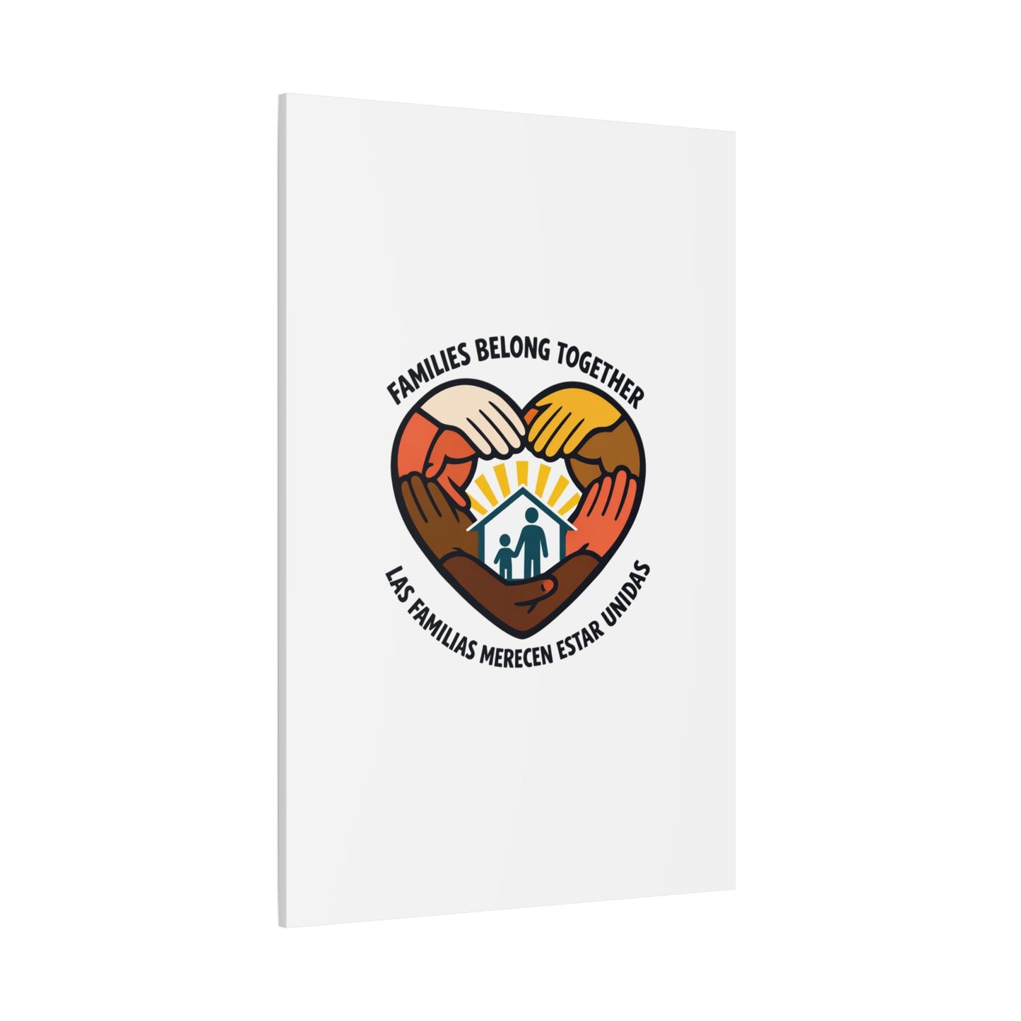 Families Belong Together Canvas, family unity solidarity, bilingual inclusive decor