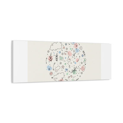 Doodle Circle Line Drawing Matte Canvas, Hand-Drawn Sketch Art