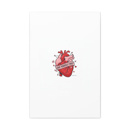 Love Yourself First Canvas, Hearts-with-a-Twist, Anti-Valentine Art