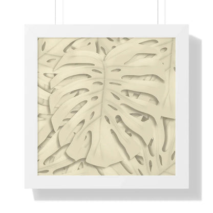 Beige Monstera Framed Print – Botanical Wall Art