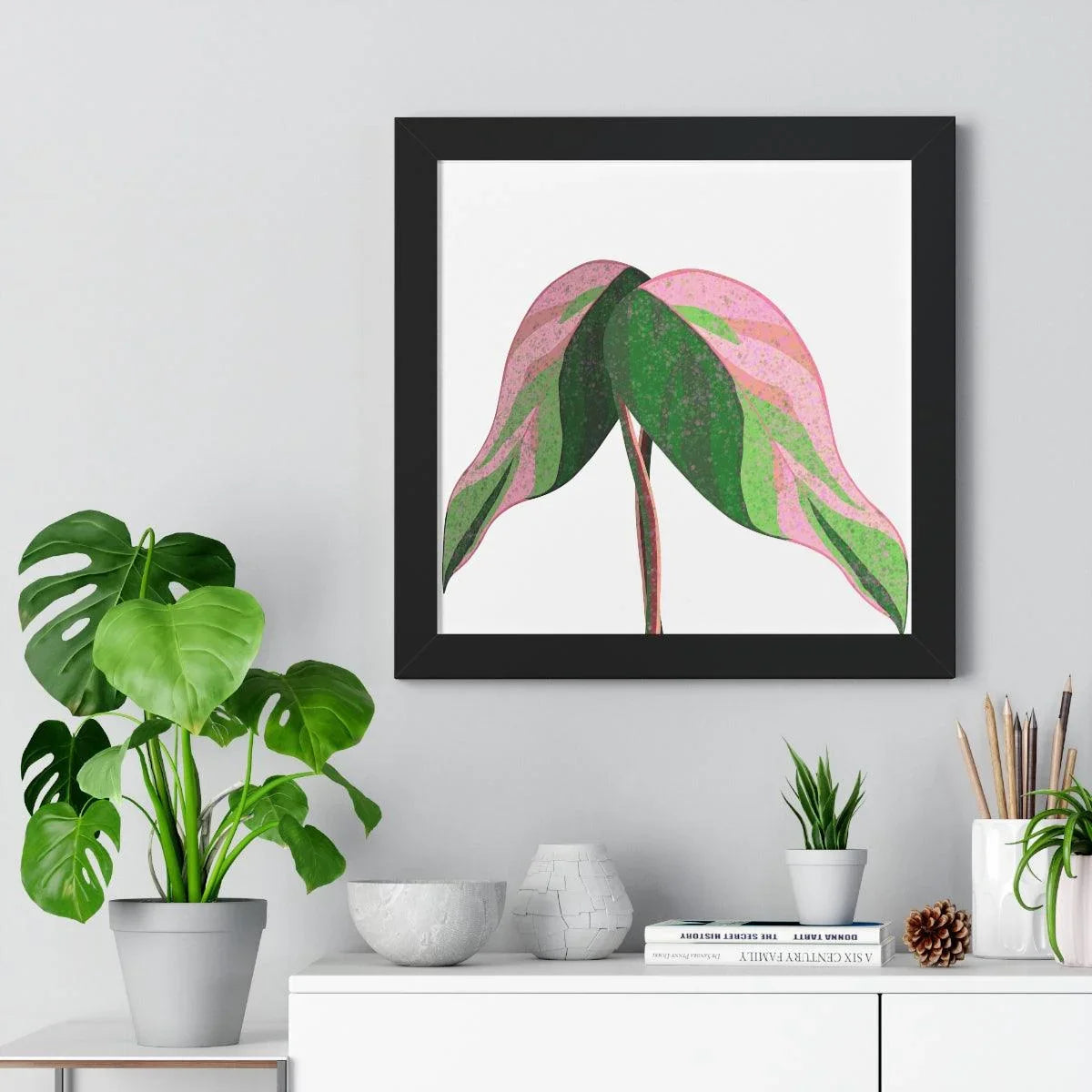 Pink Princess Philodendron Framed Print – Botanical Wall Art