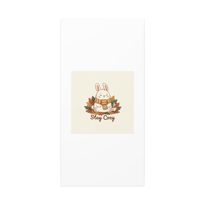 Cozy Bunny Illustration Canvas | Cute Critter Winter Forest Art