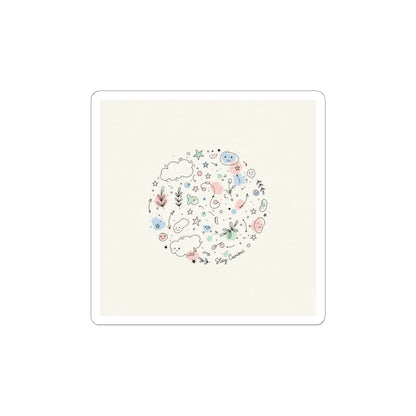 Hand-Drawn Doodle Circle Sticker | Minimal Line Sketch, Pastel Accents