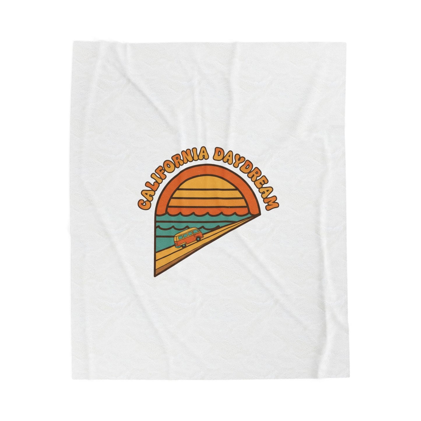 California Daydream Sunset Velveteen Blanket | 70s Retro Palm Golden Hour
