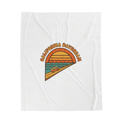 California Daydream Sunset Velveteen Blanket | 70s Retro Palm Golden Hour