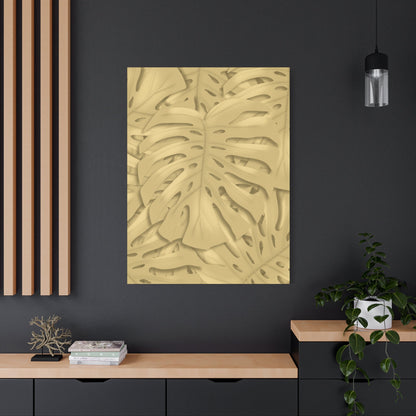Golden Monstera Canvas Print – Botanical Wall Art