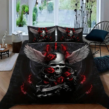 Rose Skull Printed Home Textile Bedding Suit