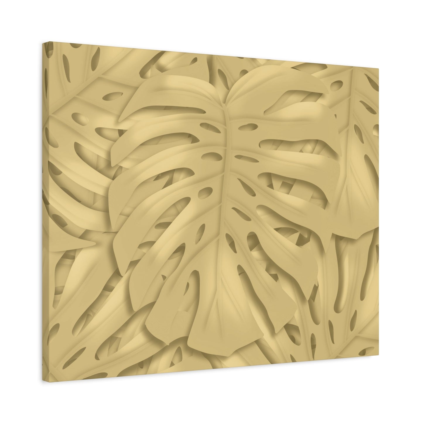Golden Monstera Canvas Print – Botanical Wall Art
