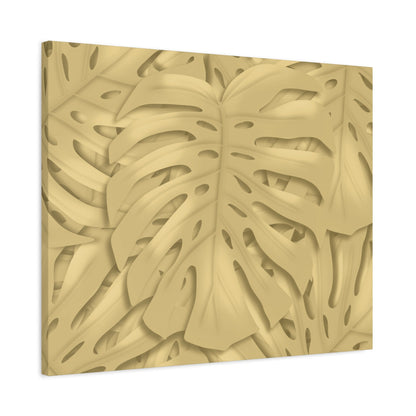 Golden Monstera Canvas Print – Botanical Wall Art
