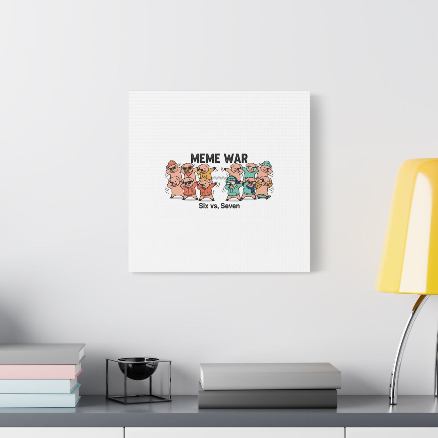 Meme War: Six vs. Seven Canvas Wall Art