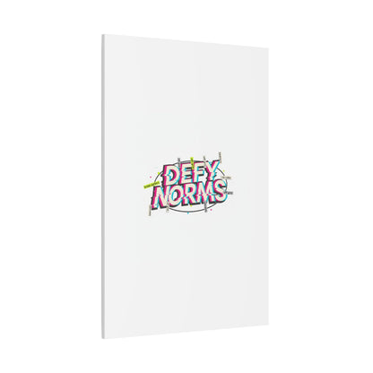 Defy Norms Canvas, Anti-Aesthetic Glitch Typography, Brutalist Poster Style