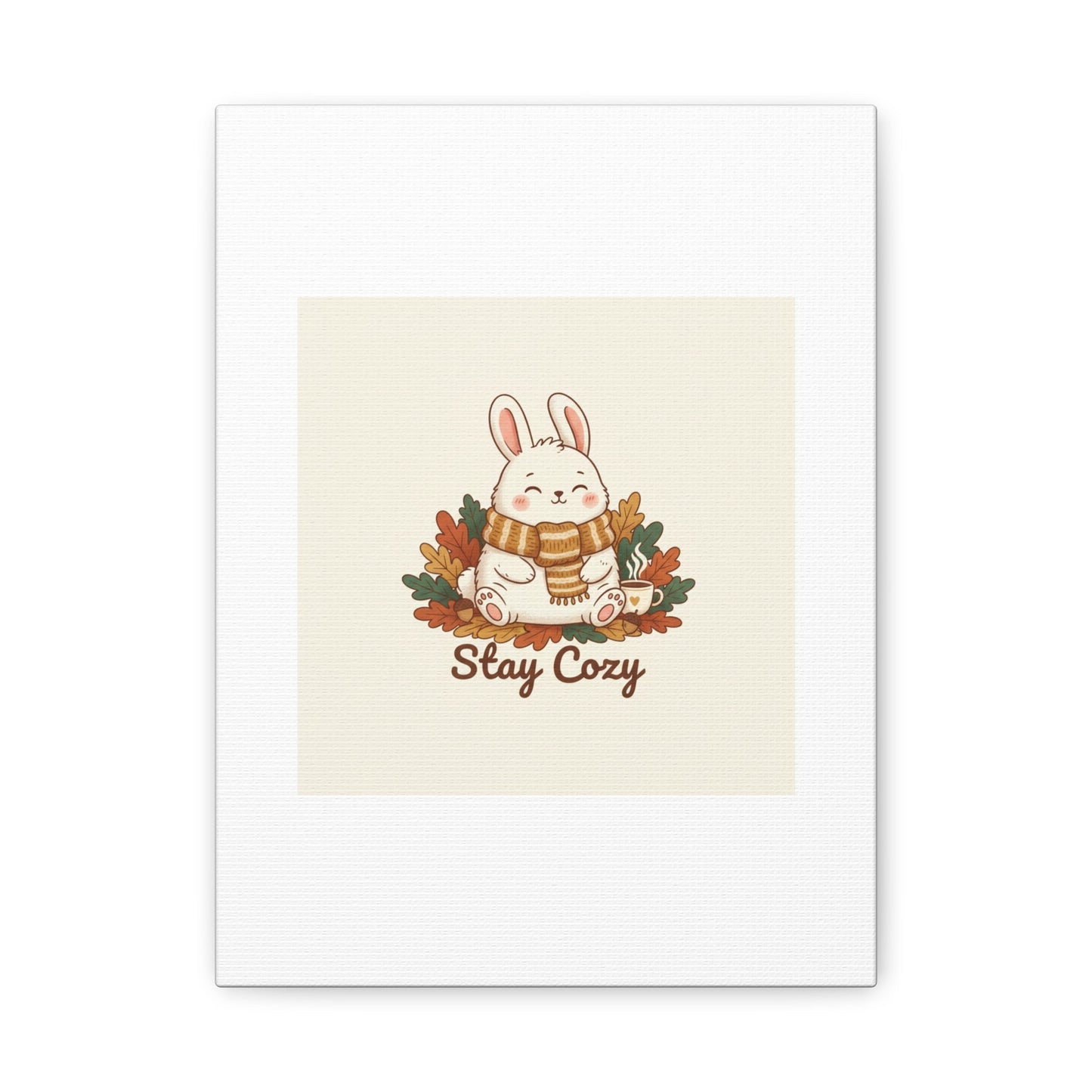 Cozy Bunny Illustration Canvas | Cute Critter Winter Forest Art