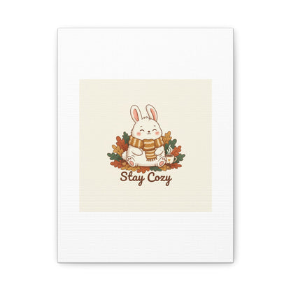 Cozy Bunny Illustration Canvas | Cute Critter Winter Forest Art