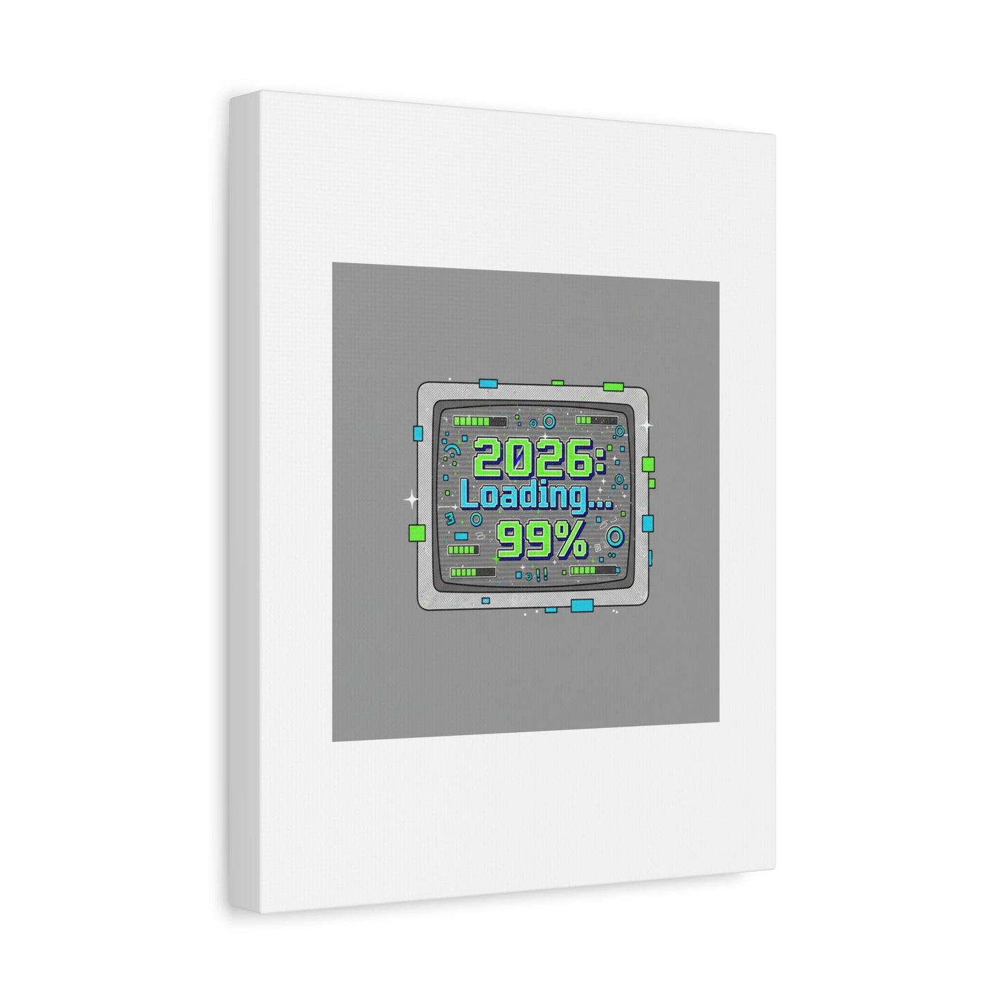 2026 Loading 99% Canvas | NYE countdown, retro system interface