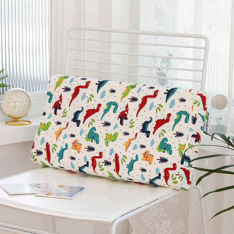 LaTeX Rebound Pillow High And Low Neck Pillow Printed Pure Cotton Children