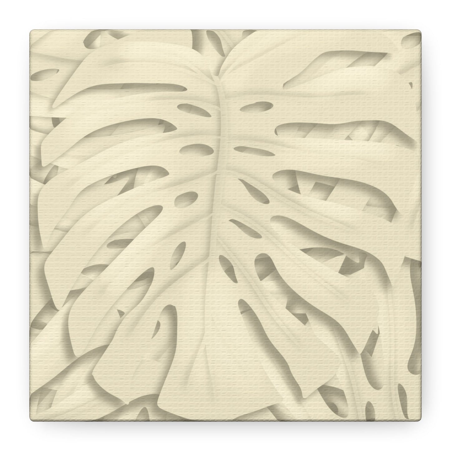 Beige Monstera Canvas Print – Botanical Wall Art