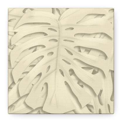 Beige Monstera Canvas Print – Botanical Wall Art