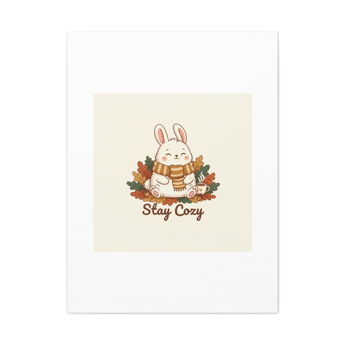 Cozy Bunny Illustration Canvas | Cute Critter Winter Forest Art
