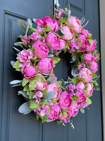 Blush Pink Peony Spring Wreath