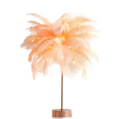 Nordic Feather Table Lamp w/ Remote Control - Dimmable LED Bedside Light