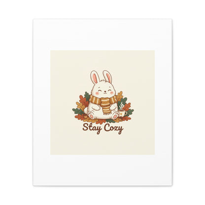 Cozy Bunny Illustration Canvas | Cute Critter Winter Forest Art