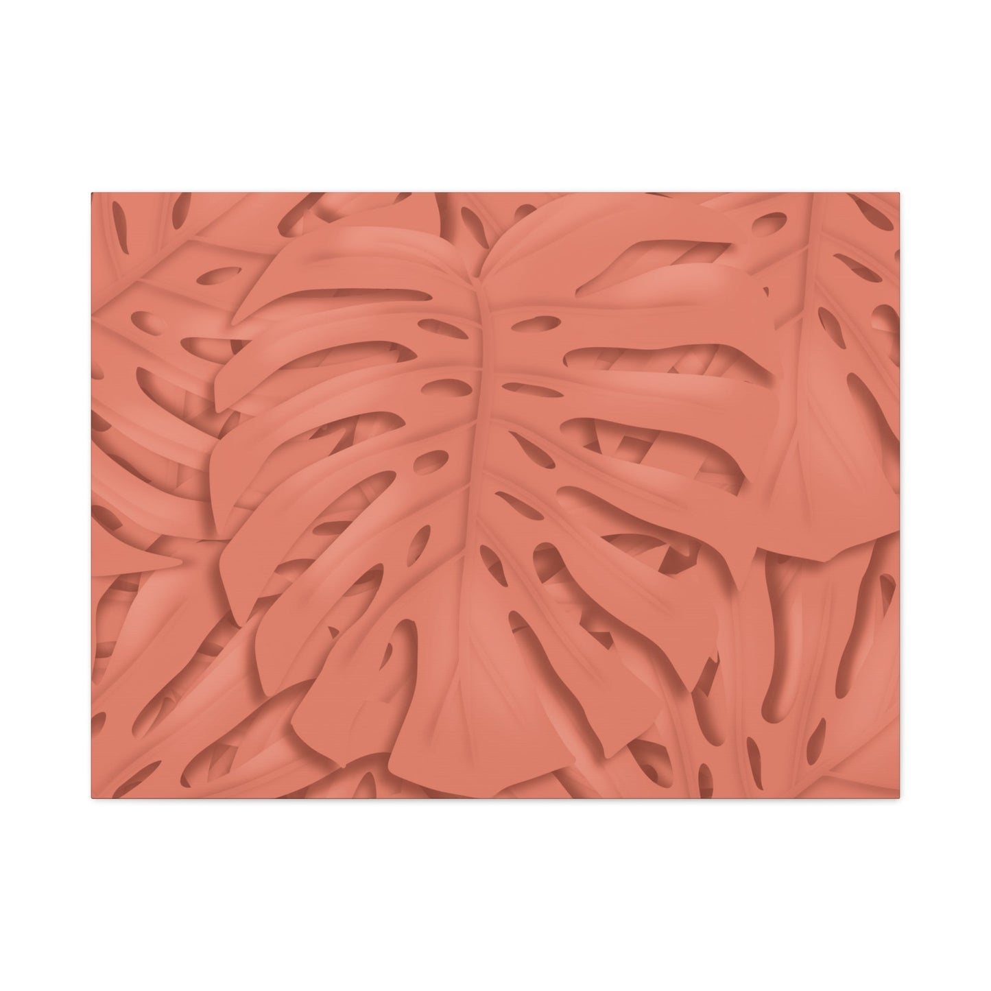 Coral Monstera Canvas Print – Botanical Wall Art