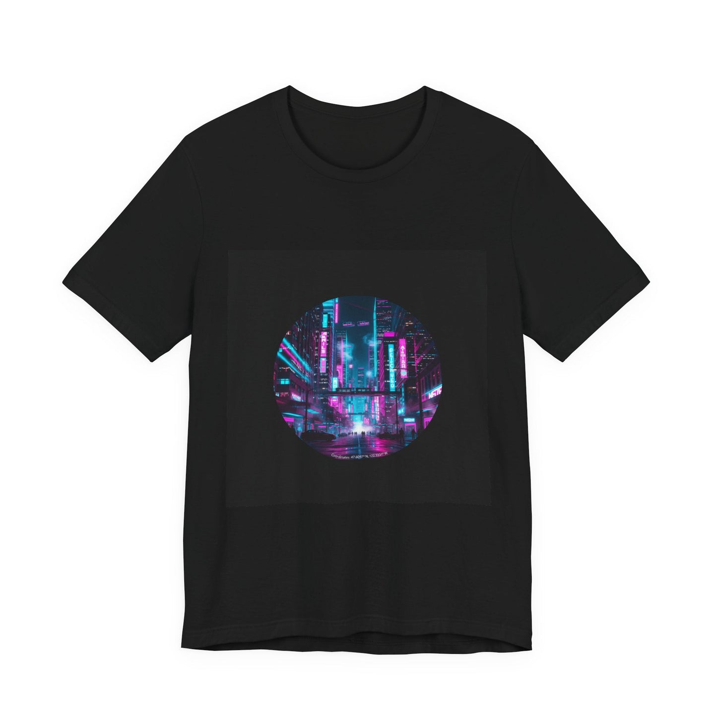 Neon Cyberpunk Skyline Tee | synthwave skyline, future city art