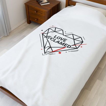 Love Reclaimed Geometric Heart Velveteen Blanket | modern heart, minimalist love icon