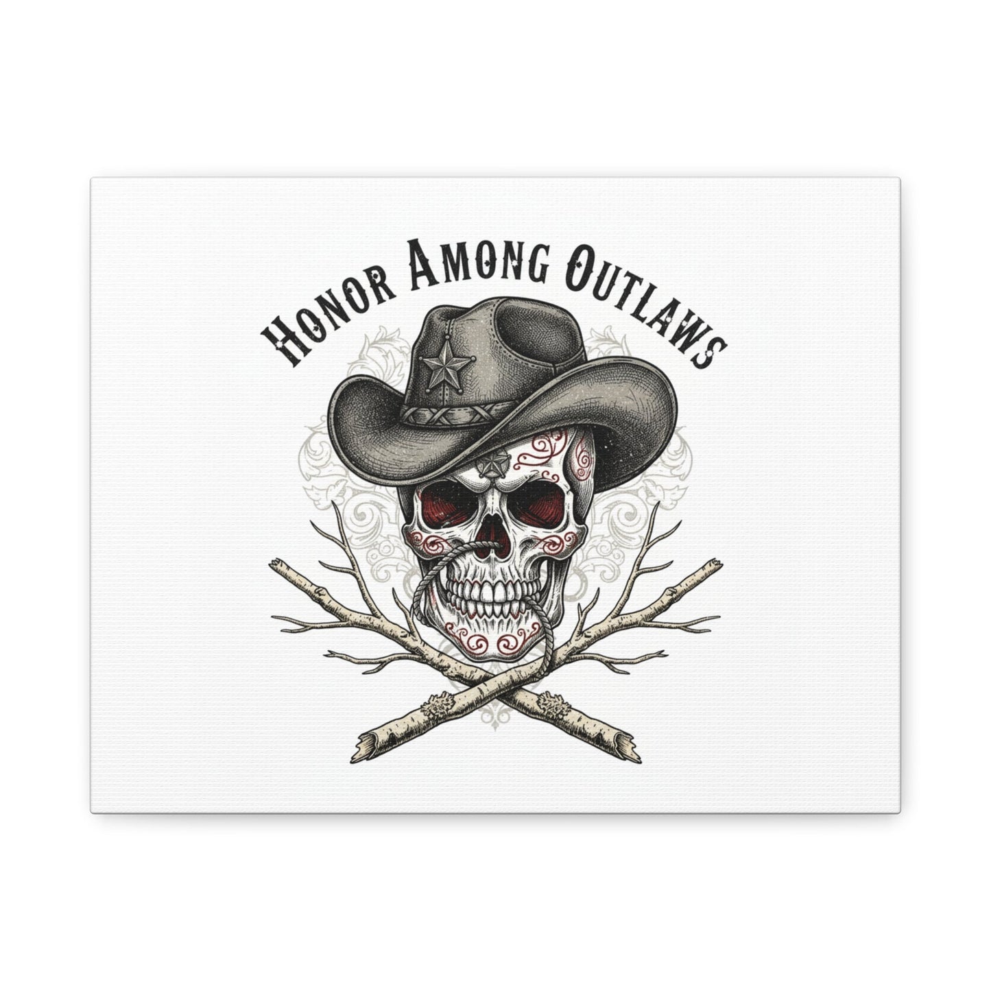 Honor Among Outlaws Canvas | Western Skull Art, Gothic Americana Desert Noir