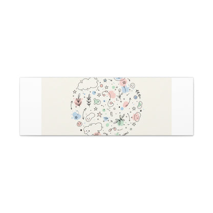 Doodle Circle Line Drawing Matte Canvas, Hand-Drawn Sketch Art