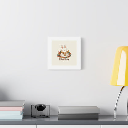 Cozy Bunny Illustration Canvas | Cute Critter Winter Forest Art