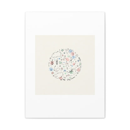 Doodle Circle Line Drawing Matte Canvas, Hand-Drawn Sketch Art