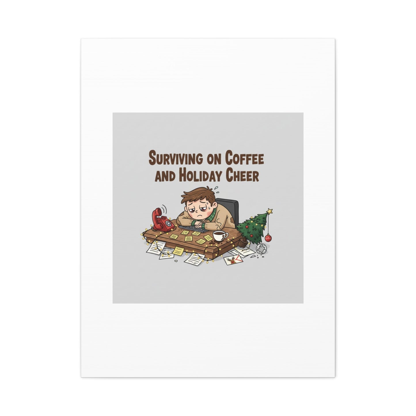Surviving on Coffee and Holiday Cheer Canvas | Holiday Burnout, Festive But Tired