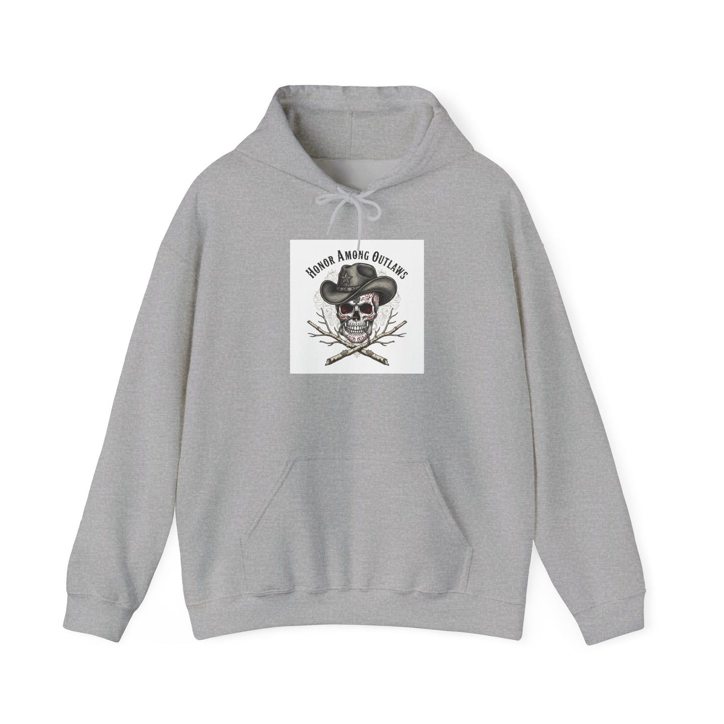 Western Skull Art Hoodie | gothic Americana, desert noir design